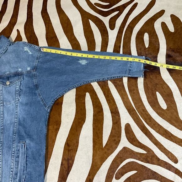 Distressed Denim Jacket Small/Medium - Picture 10 of 12